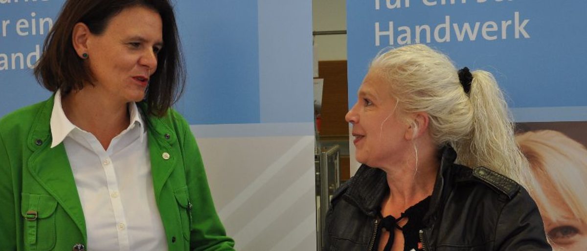 Mentorin Marena Heuer (li) und Mentee Marion Presek-Haster (re). fif, frauen gehen im handwerk in führung, frauen mit fif, marion presek-haster,