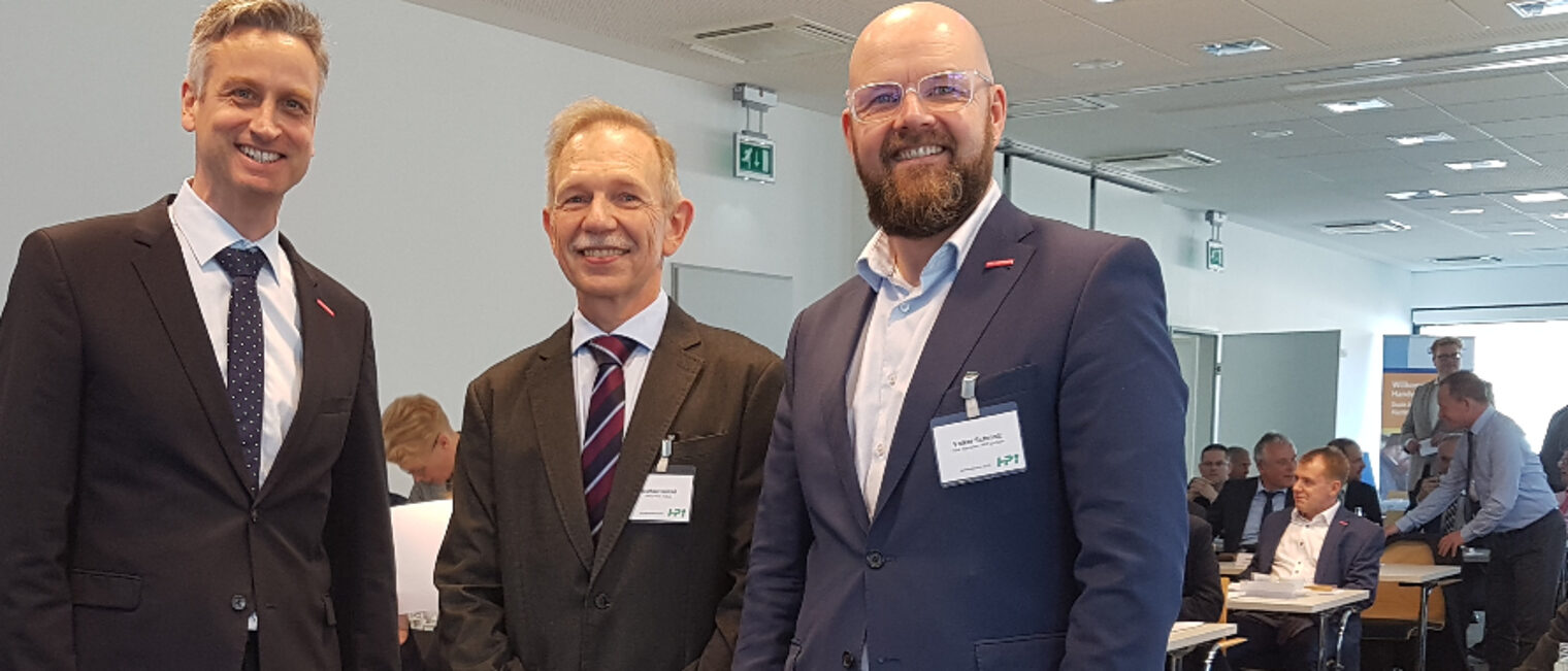 Peter Karst (Handwerkskammer Hannover), MIchael Neidel (HPI) und Volker Schmolz (Handwerkskammer Hannover) Campus, Handwerk, HPI,