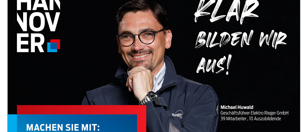 MIchael Huwald zeigt Gesicht in der Ausbildungskampagne "Klar bilden wir aus!" Ausbildung, Ausbildungskampagen, Klar bilden wir aus!