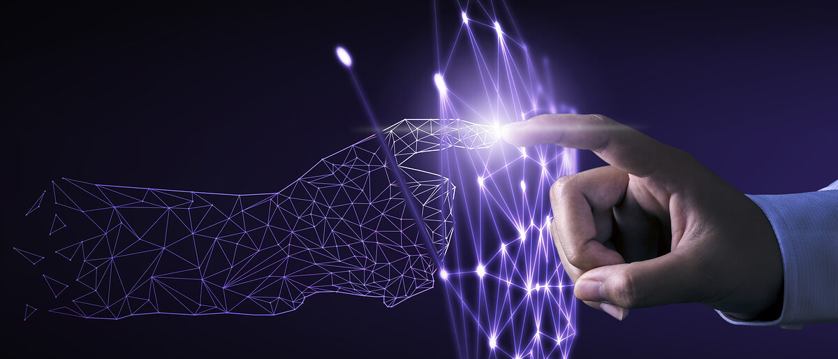 Künstliche Intelligenz ist kein Sience Fiction, sondern bietet hilfreiche Intrumente für den betrieblichen Alltag. Hand touching modern interface digital transformation concept. Connection next generation technology and new era of innovation. Schlagwort(e): technology, innovation, transformation, digital, business, network, datum, information, internet, person, communication, computer, future, connection, futuristic, industry, smart, intelligence, management, finger, upgrade, era, computing, evolution, friendship, global, improve, science, touch, touching, change, blue, accessibility, cyberspace, screen, three dimensional, transform, modern, process, virtual, artificial intelligence, cyber, light, online, hand, hologram, toning, concept, background, interface, technology, innovation, transformation, digital, business, network, datum, information, internet, person, communication, computer, future, connection, futuristic, industry, smart, intelligence, management, finger, upgrade, era, computing, evolution, friendship, global, improve, science, touch, touching, change, blue, accessibility, cyberspace, screen, three dimensional, transform, modern, process, virtual, artificial intelligence, cyber, light, online, hand, hologram, toning, concept, background, interface