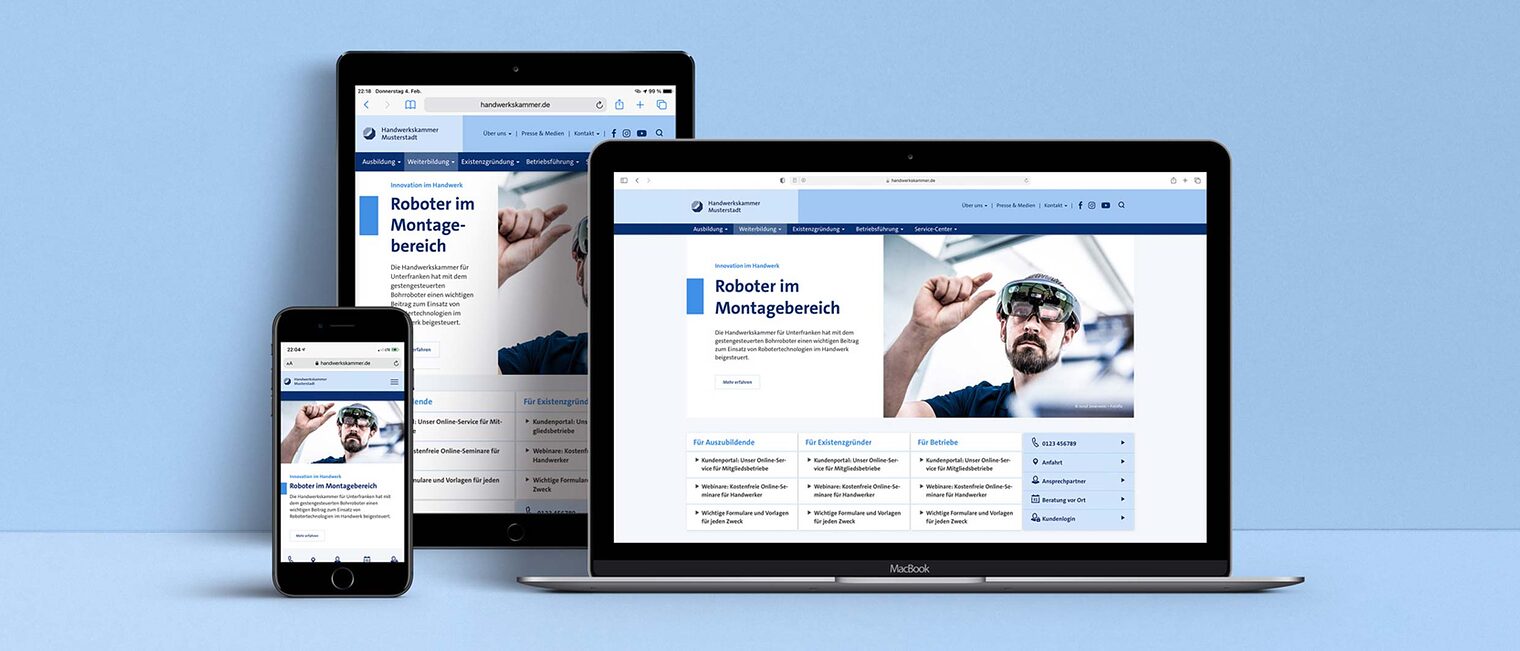 So sind die neuen Seiten für die unterschiedlichen Geräte aufgebaut.
