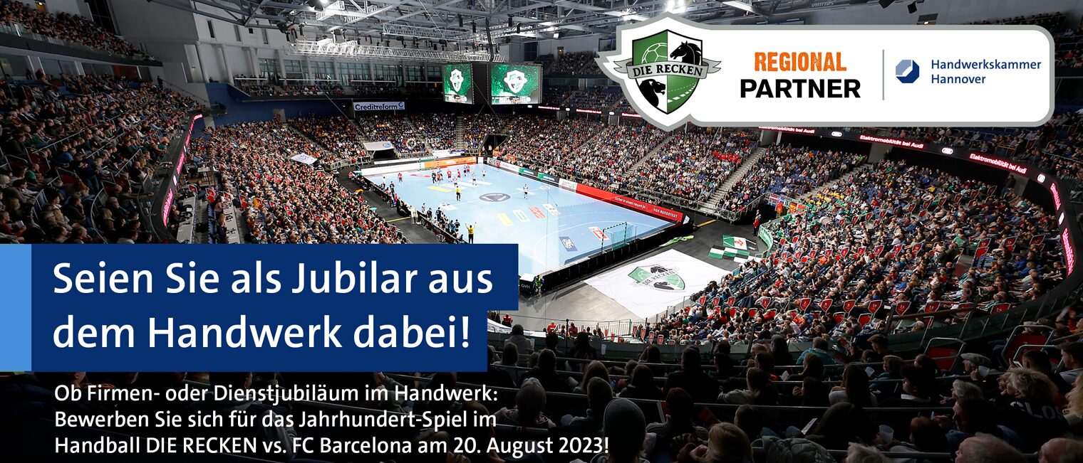 Sie haben die einmalige Chance beim Jahrhundertspiel der hannoverschen Handballmannschaft DIE RECKEN gegen Barcelona dabei zu sein. Handball, Jahrhundert-Spiel, Sponsoring, RegionalPartnerin, Hannover, Burgdorf, Spiel