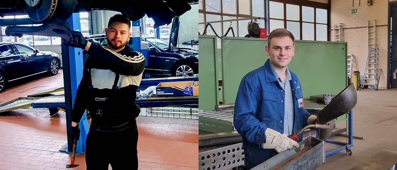 Bei ihnen kommt keine Langeweile auf: Kraftfahrzeugmechatroniker Keanu Schmidt und Metallbauer Silas Schäl. Bei ihnen kommt keine Langeweile auf: Kraftfahrzeugmechatroniker Keanu Schmidt und Metallbauer Silas Schäl.