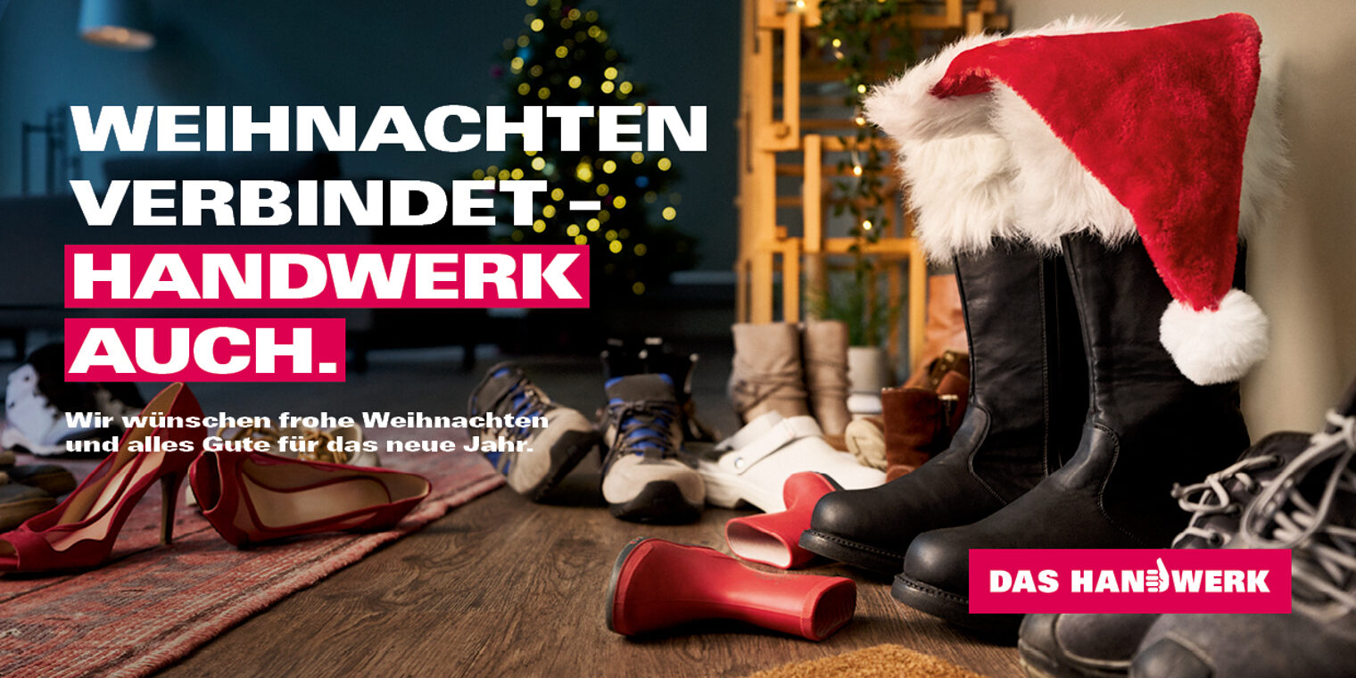 Weihnachtsmotiv der Imagekampagne des deutschen Handwerks mit dem Spruch Weihnachten verbindet - Handwerk auch.