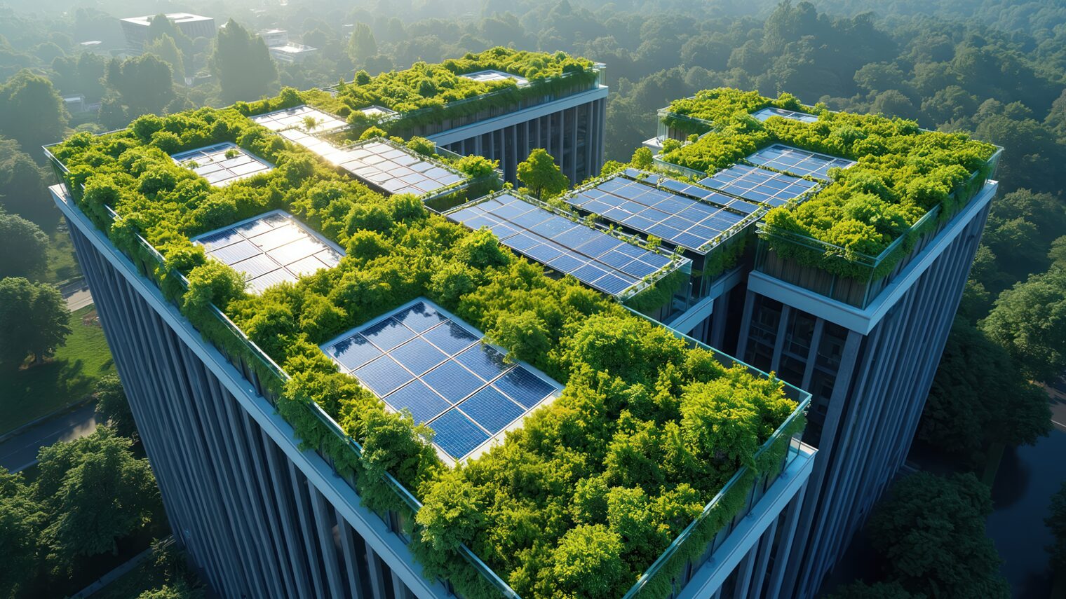 Ein Gründach mit Photovoltaikanlage 
