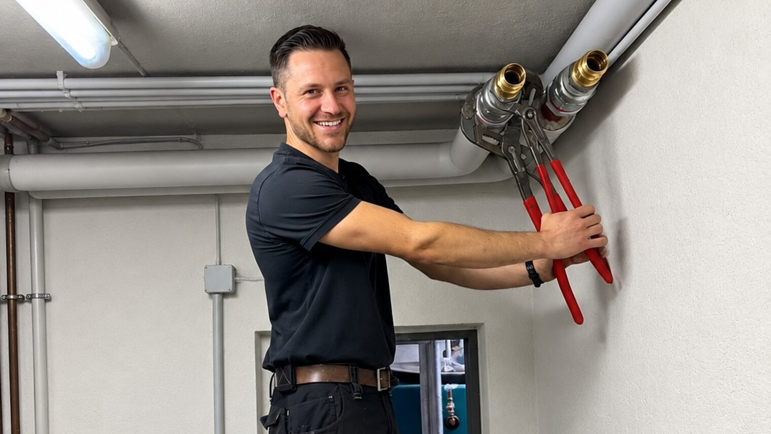 Lars Kitzmann bei der Arbeit an einem Rohr