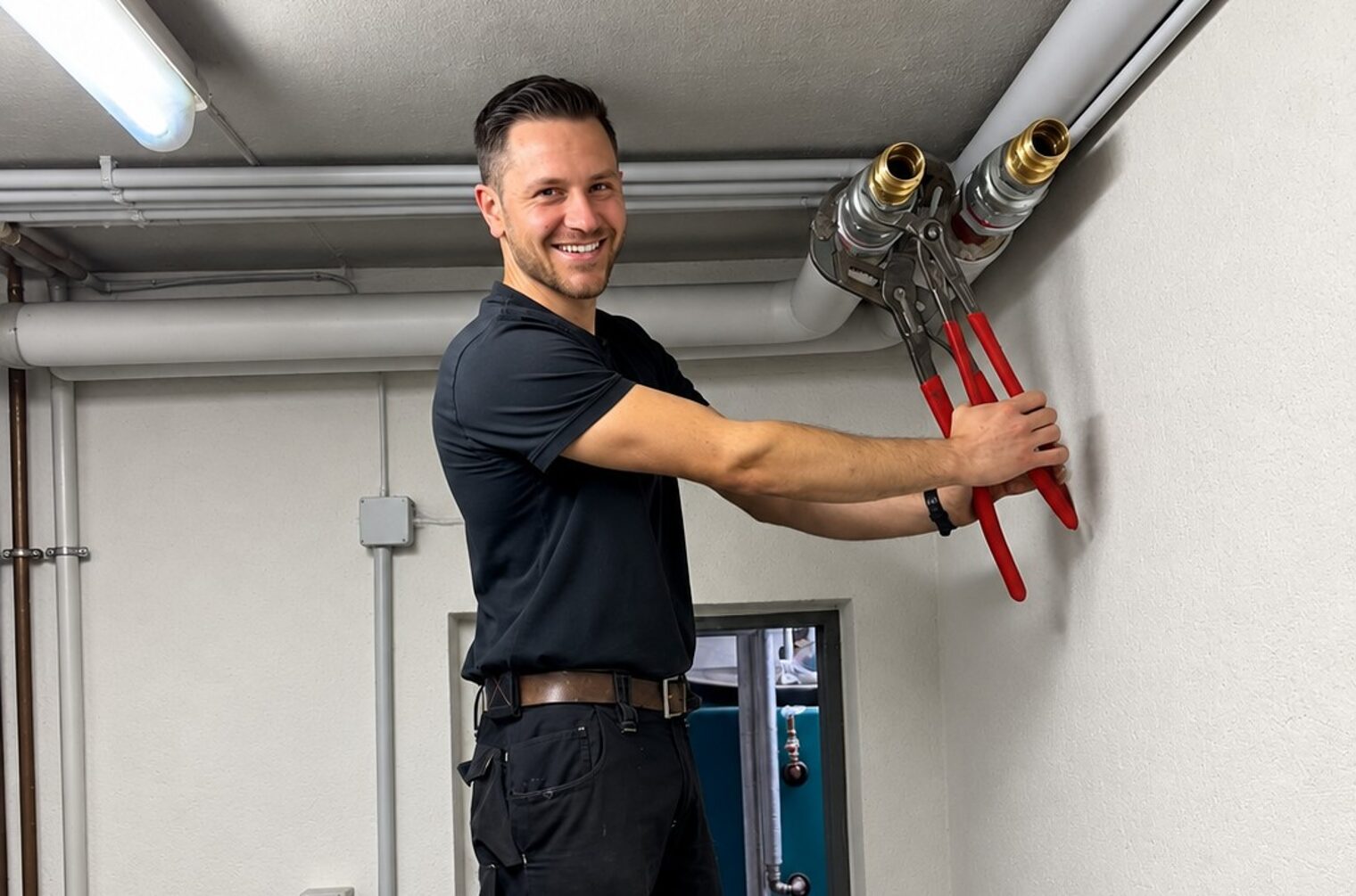 Lars Kitzmann bei der Arbeit an einem Rohr